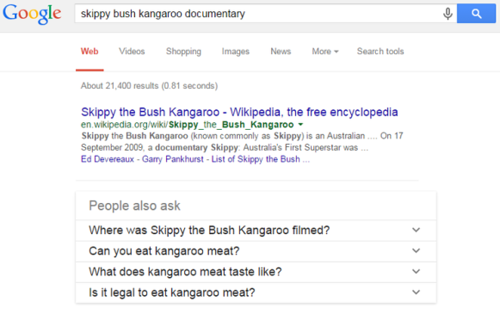 Пример “People also ask” по запросу “skippy bush kangaroo documentary”