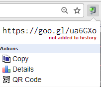 Интерфейс расширения goo.gl URL Shortener