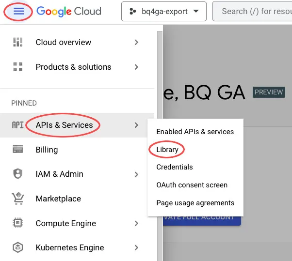 Виберіть APIs & Services > Library