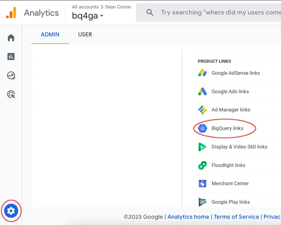 Посилання BigQuery в розділі «Посилання на продукти»