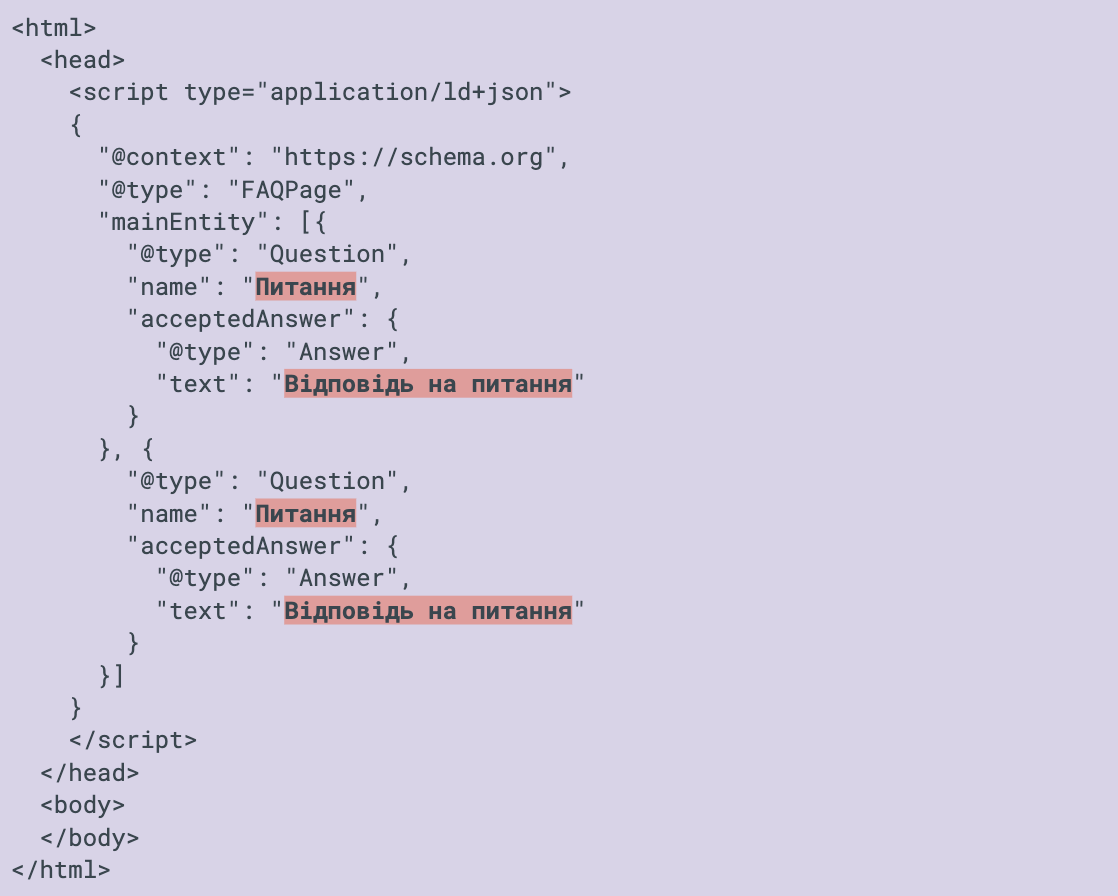 Приклад впровадження FAQ-розмітки від Schema.org