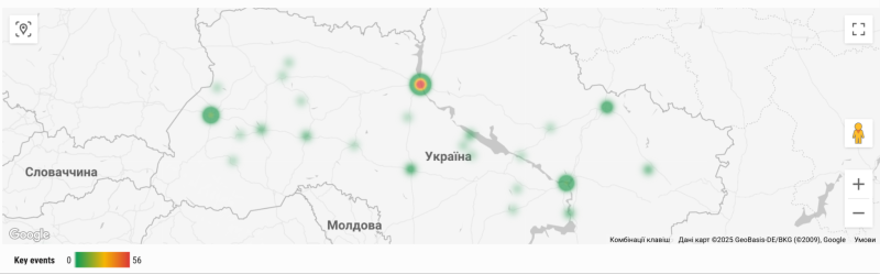 HeatMap користувачів сайту ТВОЄ відносно їхнього ГЕО