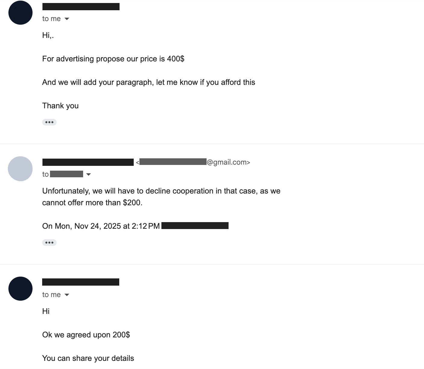 Діалог з вебмайстром щодо отримання знижки