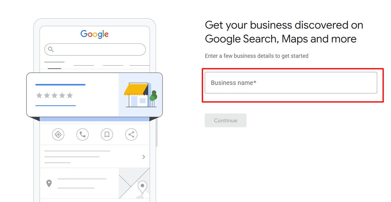 Введіть назву компанії для створення Google Business Profile