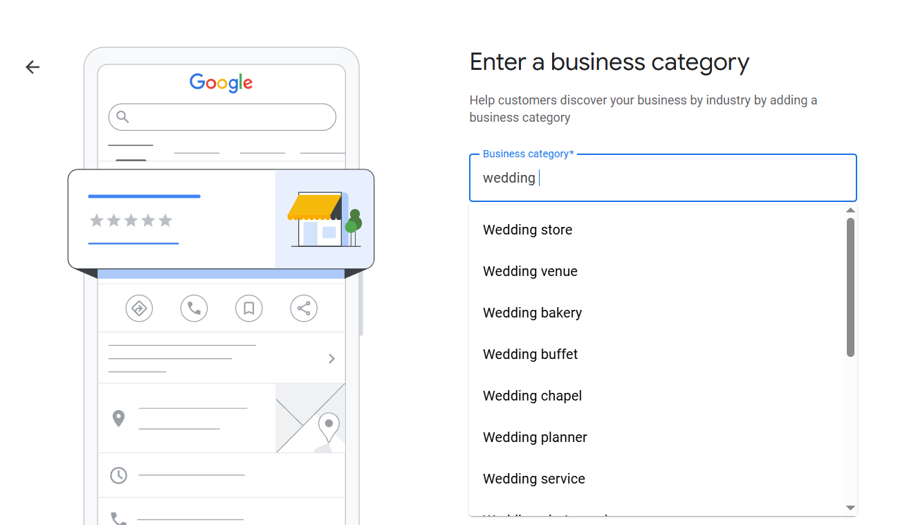 Виберіть категорію бізнесу для створення Google Business Profile