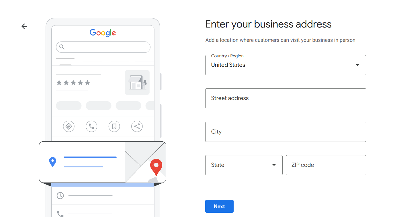 Вкажіть місцеперебування або зону обслуговування для створення Google Business Profile
